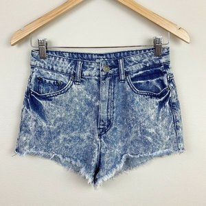 BDG High Rise Shorts 26 Acid Wash Dree‎ Cheeky Fray Hem 5 Pocket Denim